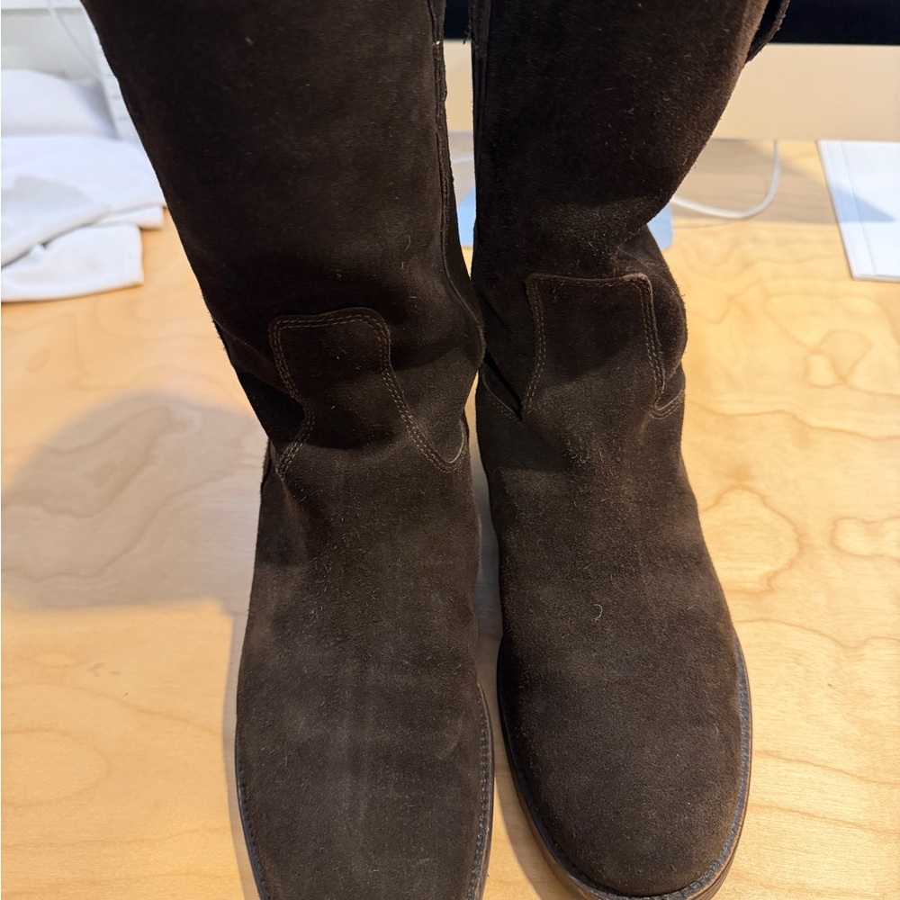 J. Crew Brown Suede Mid-Calf Boots - Picture 2 of 9